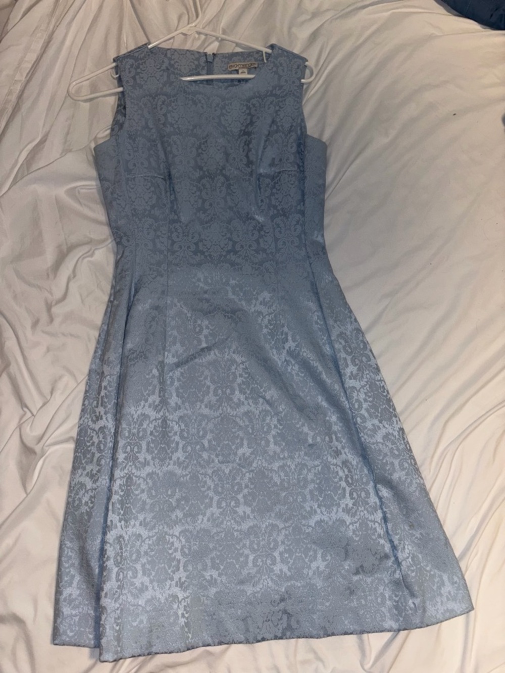 eva mendes for New York & Company Light Blue Jacquard Midi Dress